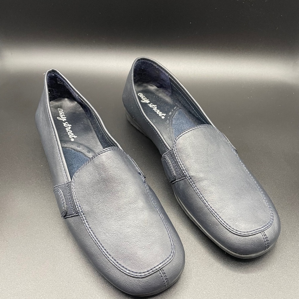 Easy Street Flats Women's Loafers 9N Navy Comfort Flats Shoes $4.99 Shipping